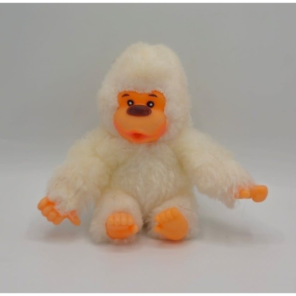 5" VINTAGE Thumb Sucking WHITE Plastic Hands Feet Face PLUSH Gorilla Fun World 5